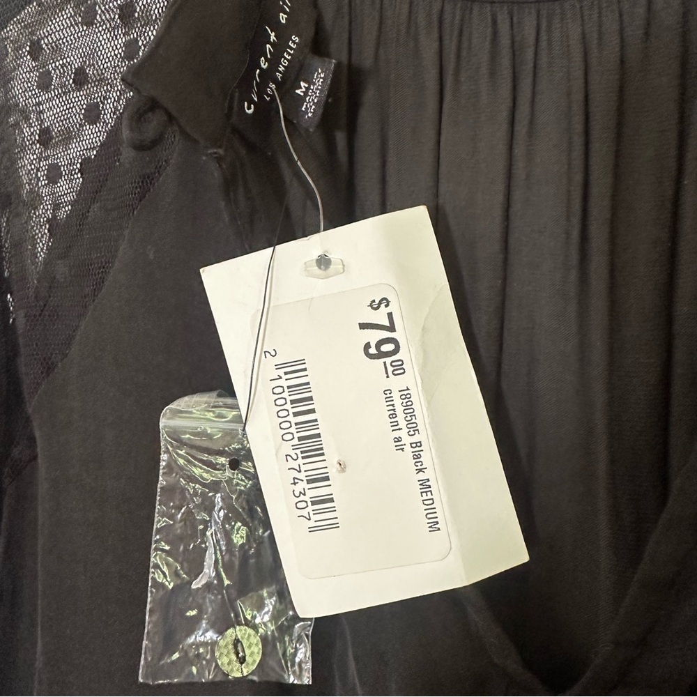 NWT Current Air x Anthropologie Black Mock Neck Lace Dark Academia Dress Medium - Picture 8 of 11